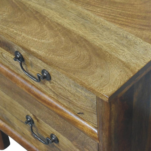 English Elm Artisan Furniture Mango Wood Two Drawer Nightstand with Amber Oak Finish Classic Bedroom B182P611668