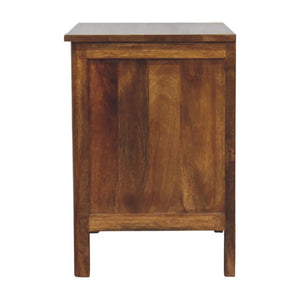 English Elm Artisan Furniture Mango Wood Two Drawer Nightstand with Amber Oak Finish Classic Bedroom B182P611668