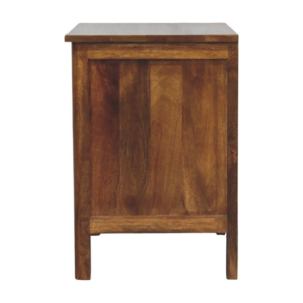 English Elm Artisan Furniture Mango Wood Two Drawer Nightstand with Amber Oak Finish Classic Bedroom B182P611668
