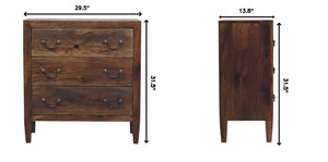 English Elm Artisan Furniture Mango Wood Three Drawer Chest Roasted Almond Finish Tapered Legs B182P611669