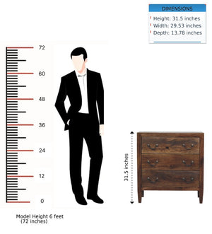 English Elm Artisan Furniture Mango Wood Three Drawer Chest Roasted Almond Finish Tapered Legs B182P611669