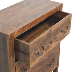 English Elm Artisan Furniture Mango Wood Three Drawer Chest Roasted Almond Finish Tapered Legs B182P611669