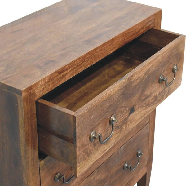 English Elm Artisan Furniture Mango Wood Three Drawer Chest Roasted Almond Finish Tapered Legs B182P611669