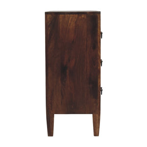 English Elm Artisan Furniture Mango Wood Three Drawer Chest Roasted Almond Finish Tapered Legs B182P611669