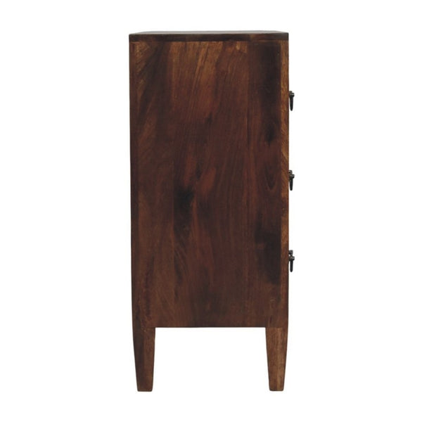 English Elm Artisan Furniture Mango Wood Three Drawer Chest Roasted Almond Finish Tapered Legs B182P611669