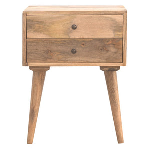 English Elm Artisan Furniture Mango Wood Nightstand with Two Drawers Nordic Legs Bedroom Storage B182P611671