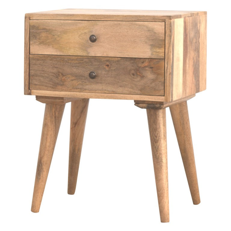 English Elm Artisan Furniture Mango Wood Nightstand with Two Drawers Nordic Legs Bedroom Storage B182P611671