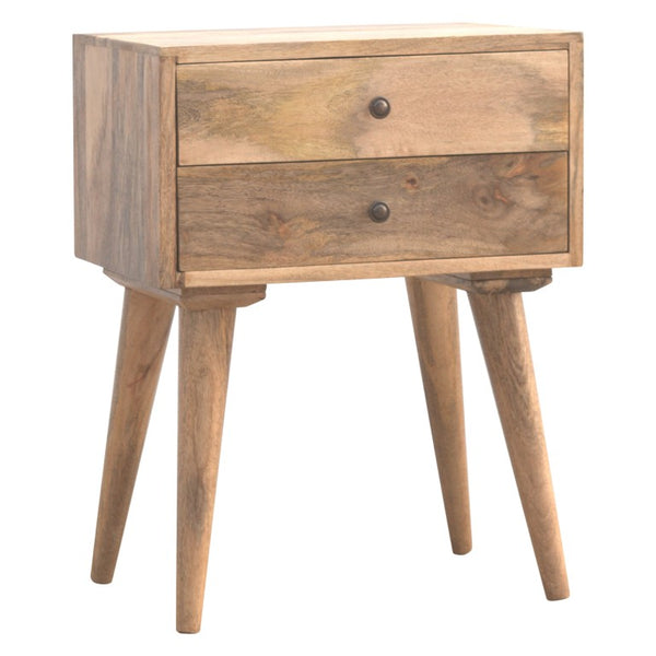 English Elm Artisan Furniture Mango Wood Nightstand with Two Drawers Nordic Legs Bedroom Storage B182P611671