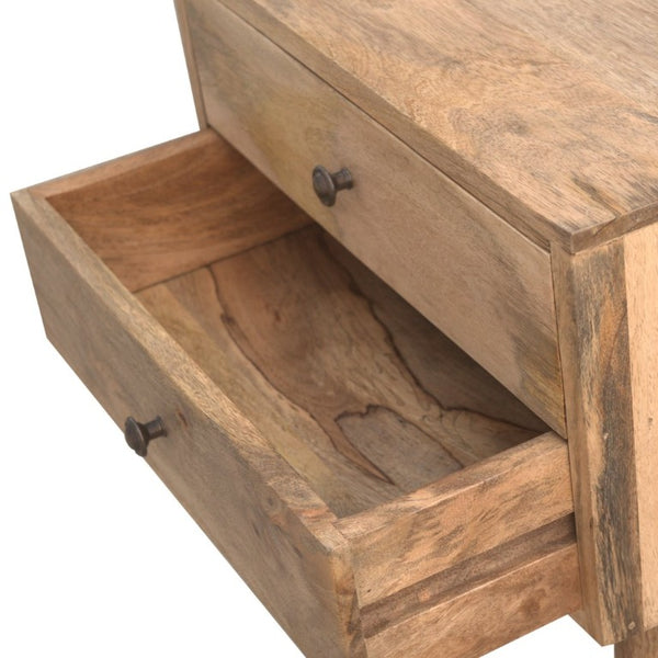 English Elm Artisan Furniture Mango Wood Nightstand with Two Drawers Nordic Legs Bedroom Storage B182P611671