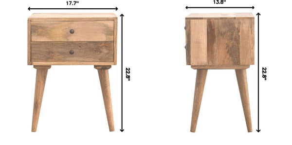 English Elm Artisan Furniture Mango Wood Nightstand with Two Drawers Nordic Legs Bedroom Storage B182P611671