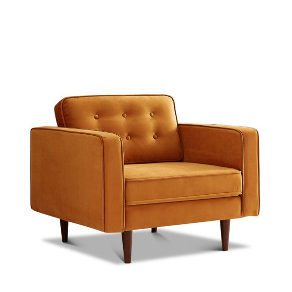 English Elm Casey Mid-Century Modern Velvet Lounge Chair Deep Seat for Living Room Reading Nook B183P201750