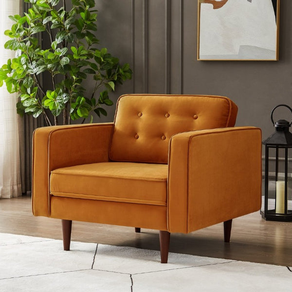 English Elm Casey Mid-Century Modern Velvet Lounge Chair Deep Seat for Living Room Reading Nook B183P201750