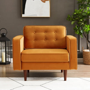 English Elm Casey Mid-Century Modern Velvet Lounge Chair Deep Seat for Living Room Reading Nook B183P201750