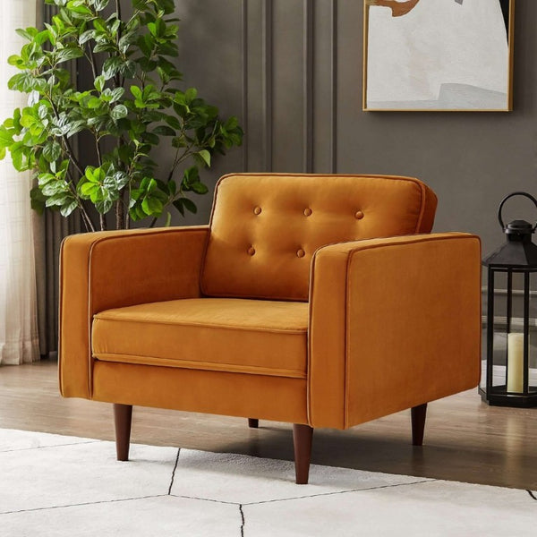 English Elm Casey Mid-Century Modern Velvet Lounge Chair Deep Seat for Living Room Reading Nook B183P201750