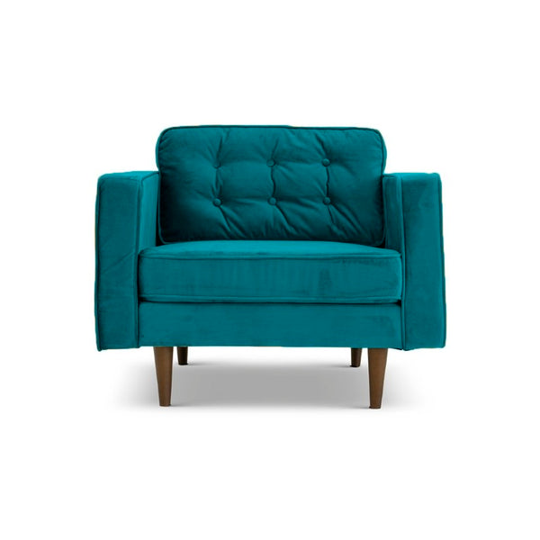 English Elm Casey Button Tufted Velvet Lounge Chair with Walnut Legs for Mid Century Living Rooms B183P201751