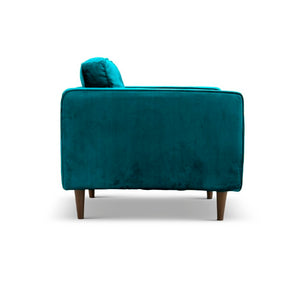 English Elm Casey Button Tufted Velvet Lounge Chair with Walnut Legs for Mid Century Living Rooms B183P201751