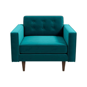 English Elm Casey Button Tufted Velvet Lounge Chair with Walnut Legs for Mid Century Living Rooms B183P201751
