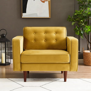 English Elm Casey Mid-Century Velvet Lounge Chair with Walnut Tapered Legs for Living Rooms B183P201758