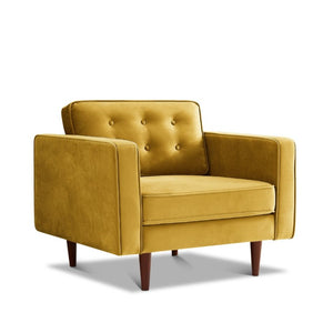 English Elm Casey Mid-Century Velvet Lounge Chair with Walnut Tapered Legs for Living Rooms B183P201758