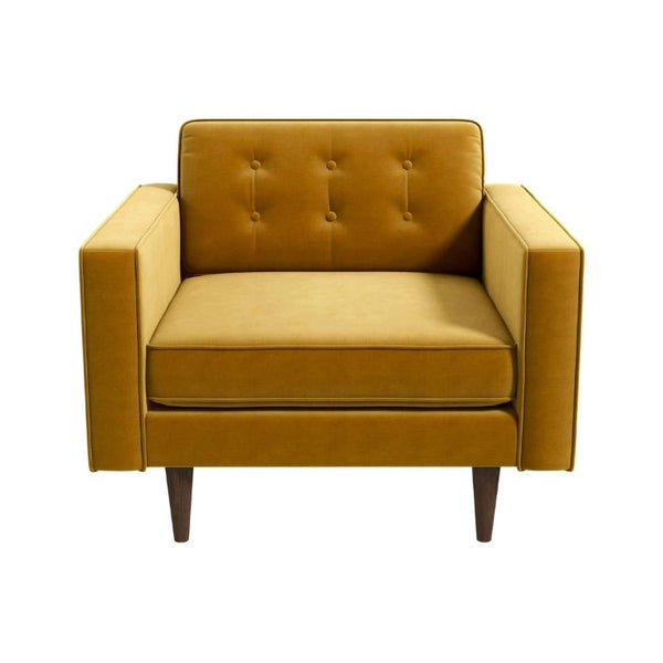 English Elm Casey Mid-Century Velvet Lounge Chair with Walnut Tapered Legs for Living Rooms B183P201758