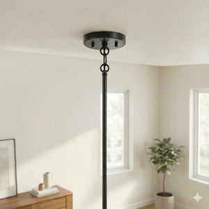 English Elm Essence Woven Rattan Shade Pendant Light Matte Black Metal Farmhouse Kitchen Fixture B183P230908