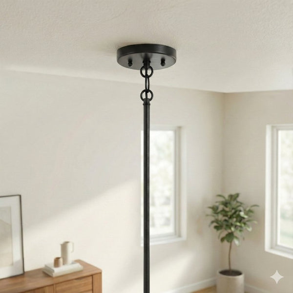 English Elm Essence Woven Rattan Shade Pendant Light Matte Black Metal Farmhouse Kitchen Fixture B183P230908