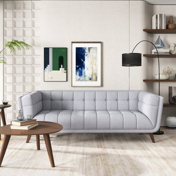 English Elm Addison Mid-century Modern Linen Blend Sofa with Tapered Legs for Living Room B183P231293