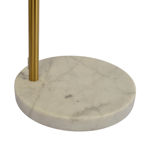 English Elm Ambient Gold Brass Arc Floor Lamp with Oversized Linen Shade for Living Rooms B183P231745