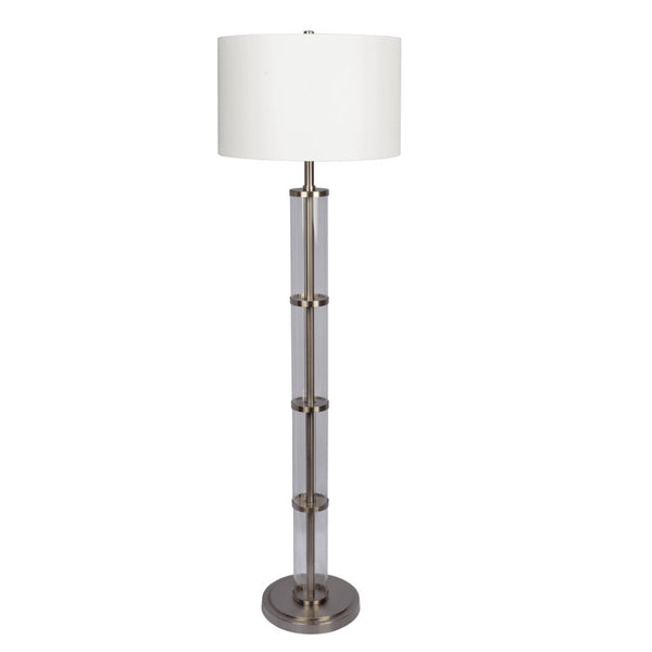 English Elm Nimbus Architectural Glass Column Floor Lamp Brushed Nickel Base for Modern Living B183P231748