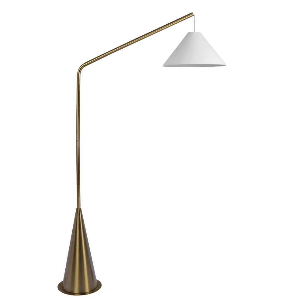 English Elm Lisbon Modern Floor Lamp Matte Black Cone Base White Fabric Shade for Living Room B183P231749