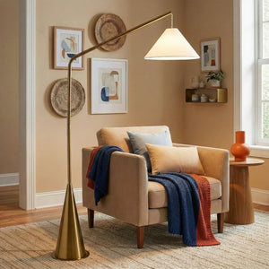 English Elm Lisbon Modern Floor Lamp Matte Black Cone Base White Fabric Shade for Living Room B183P231749