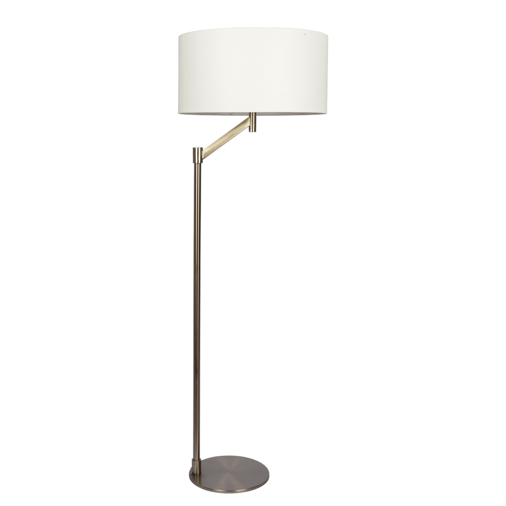 English Elm Serene Brushed Nickel Reading Floor Lamp Linen Shade Slim Metal Base Living Room B183P231754