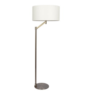 English Elm Serene Brushed Nickel Reading Floor Lamp Linen Shade Slim Metal Base Living Room B183P231754