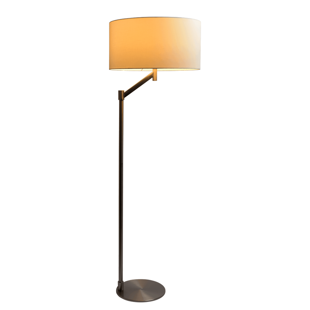 English Elm Serene Brushed Nickel Reading Floor Lamp Linen Shade Slim Metal Base Living Room B183P231754