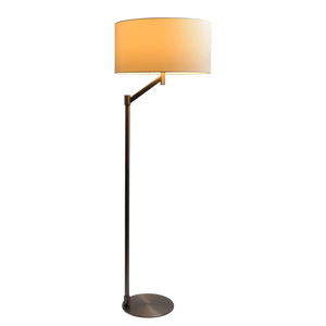 English Elm Serene Brushed Nickel Reading Floor Lamp Linen Shade Slim Metal Base Living Room B183P231754