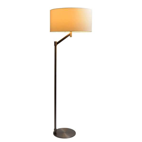 English Elm Serene Brushed Nickel Reading Floor Lamp Linen Shade Slim Metal Base Living Room B183P231754