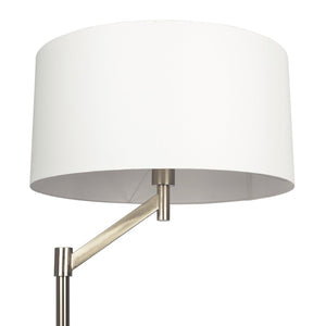 English Elm Serene Brushed Nickel Reading Floor Lamp Linen Shade Slim Metal Base Living Room B183P231754