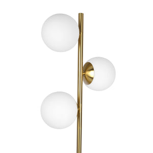 English Elm Brilliance Three Light Floor Lamp Brushed Gold Pole Opal Glass Shades Living Room B183P231757