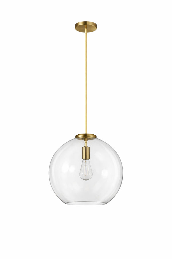English Elm Gleam Globe Pendant Light with Satin Brass Hardware for Kitchen or Entryway B183P231770