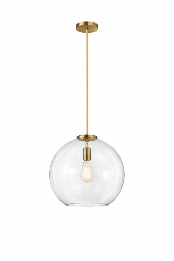 English Elm Gleam Globe Pendant Light with Satin Brass Hardware for Kitchen or Entryway B183P231770