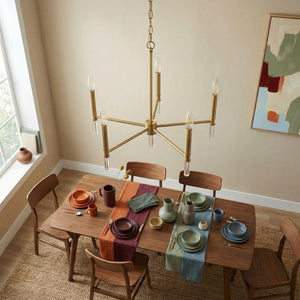 English Elm Courtyard Five Arm Golden Brass Chandelier Classic Candelabra for Dining Rooms B183P231785