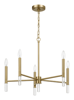 English Elm Courtyard Five Arm Golden Brass Chandelier Classic Candelabra for Dining Rooms B183P231785