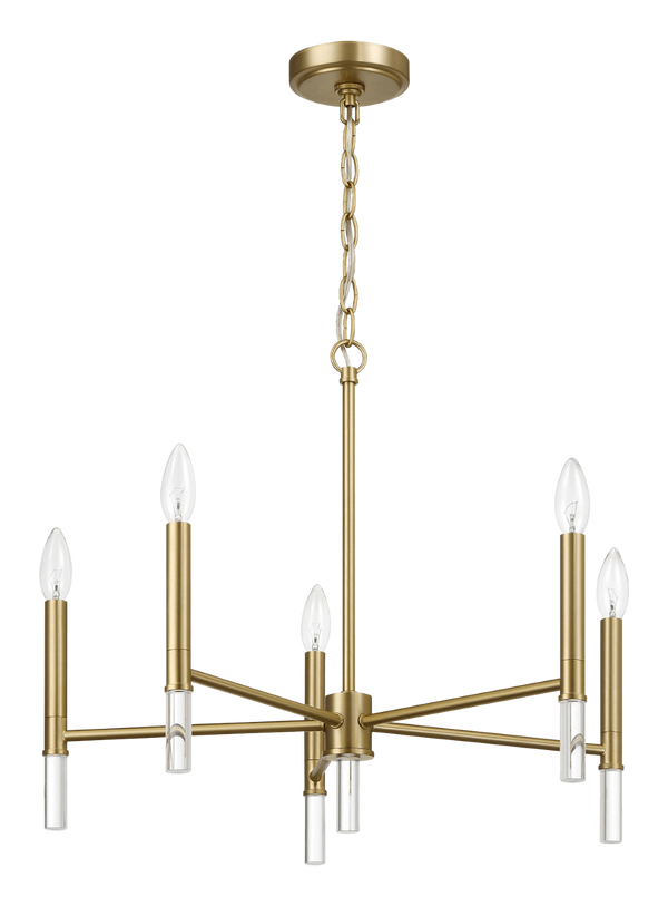 English Elm Courtyard Five Arm Golden Brass Chandelier Classic Candelabra for Dining Rooms B183P231785
