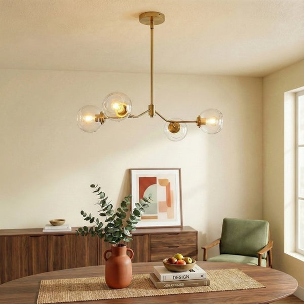 English Elm Jewel Four Light Modern Farmhouse Chandelier with Clear Glass for Dining and Kitchen B183P231789