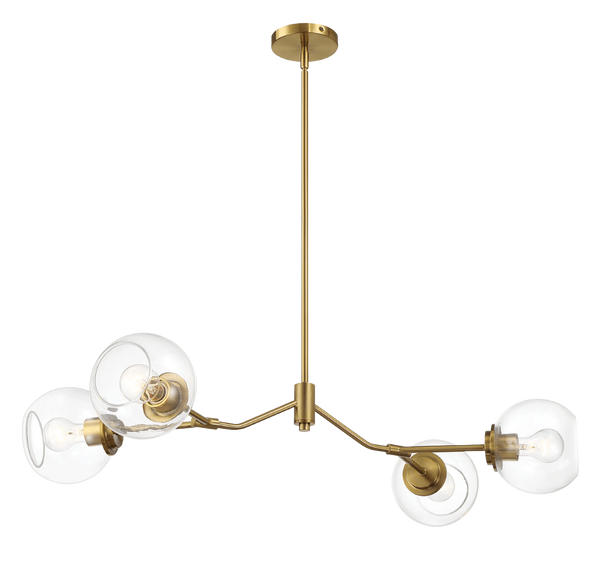 English Elm Jewel Four Light Modern Farmhouse Chandelier with Clear Glass for Dining and Kitchen B183P231789