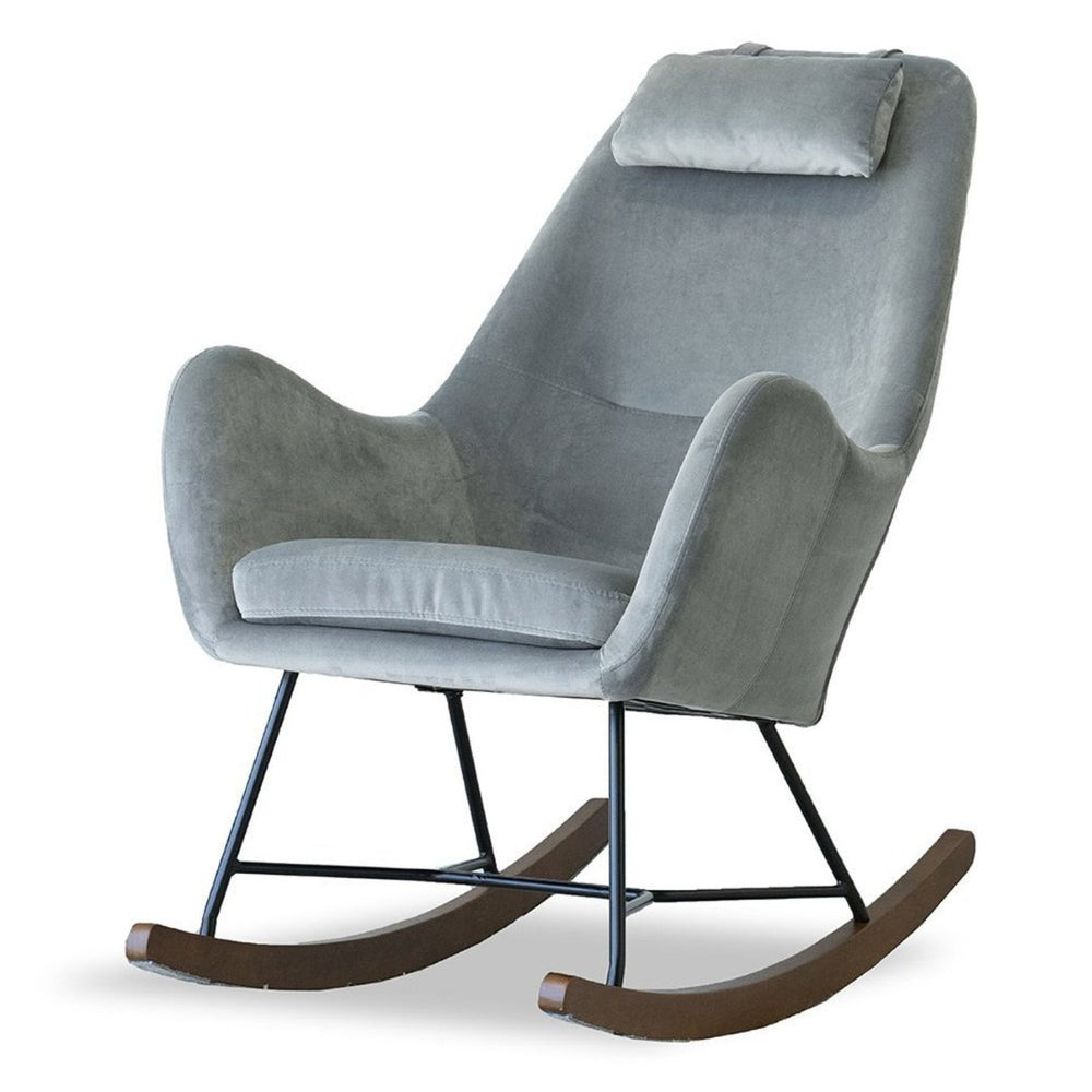 English Elm Chelsea Velvet Rocking Chair Nursery and Living Room Accent with High Density Foam Seat Light Gray B183P231827