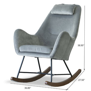 English Elm Chelsea Velvet Rocking Chair Nursery and Living Room Accent with High Density Foam Seat Light Gray B183P231827