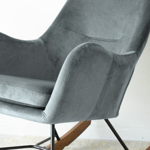 English Elm Chelsea Velvet Rocking Chair Nursery and Living Room Accent with High Density Foam Seat Light Gray B183P231827