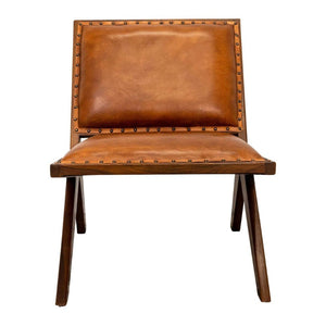 English Elm Colin Genuine Leather Lounge Chair Tufted Mid-century Style with Tapered Walnut Legs B183P231836