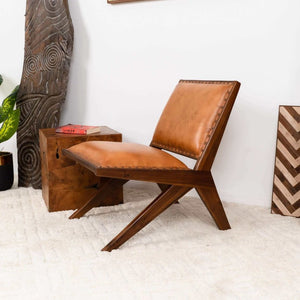 English Elm Colin Genuine Leather Lounge Chair Tufted Mid-century Style with Tapered Walnut Legs B183P231836